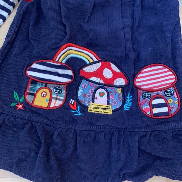 Lilly + Sid Two (2) Piece Little Girls Mushroom Rainbow Patches Outfit 0-3 mos - Picture 2 of 9